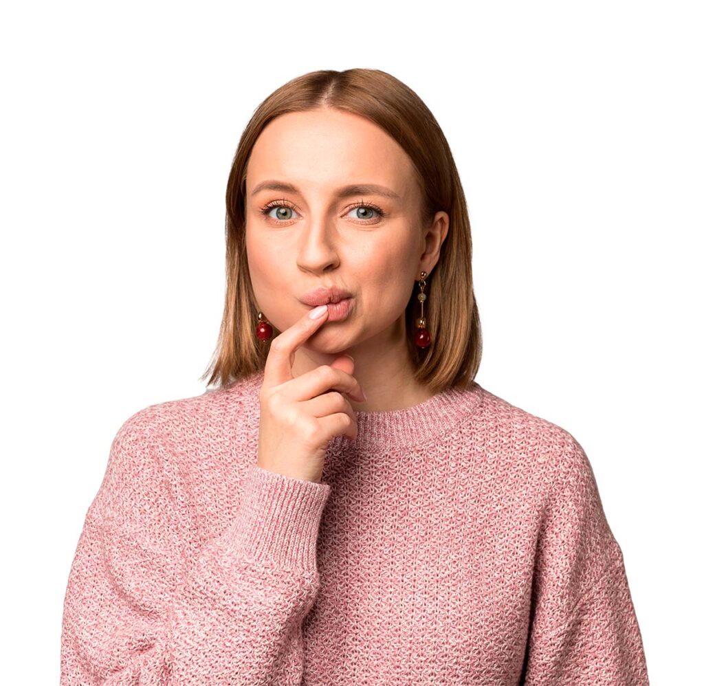 thinking woman wondering no background jpg