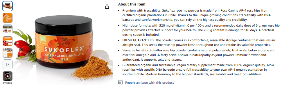 bullet points on product listing on amazon example