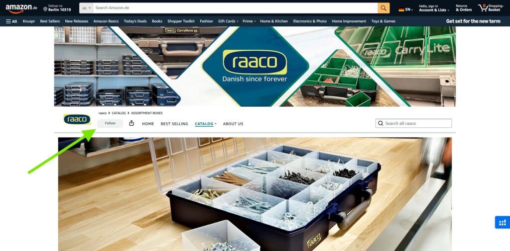 raaco brand store amazon follow button